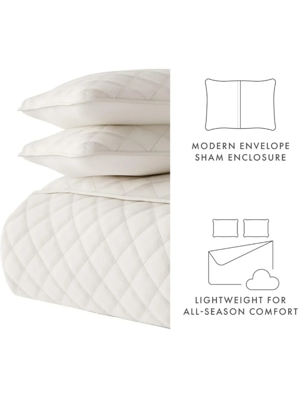 Ultra Soft Linen Quilt Coverlet Set - All Season Microfiber Bedding, Full/Queen